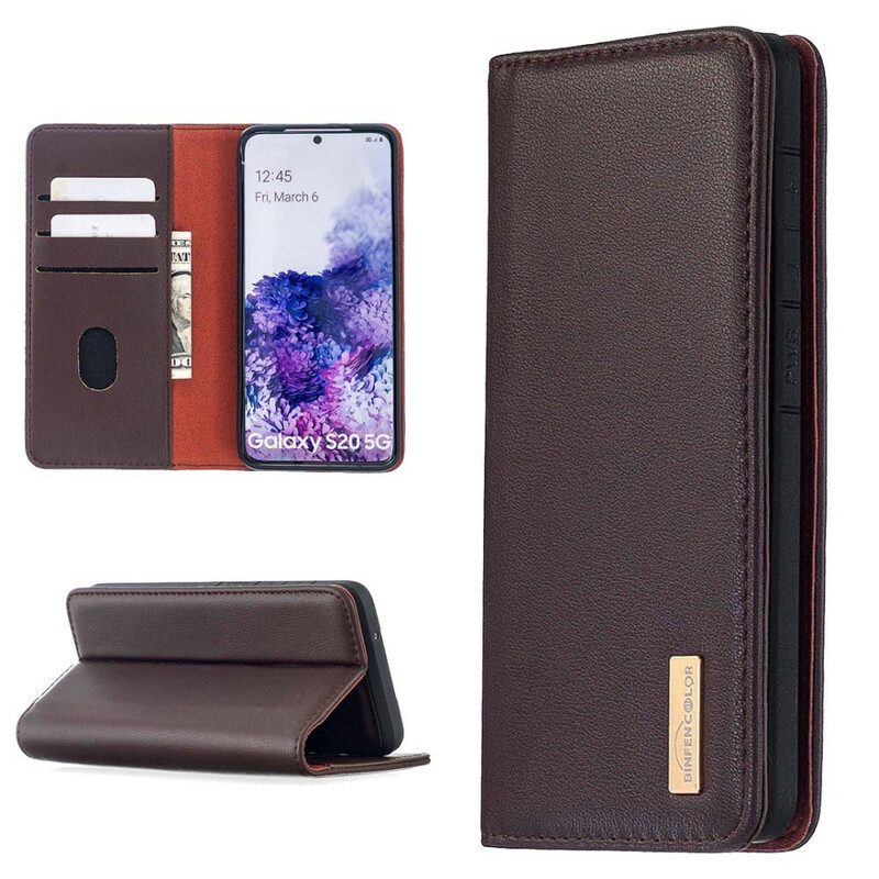 Hoesje voor Samsung Galaxy S20 Folio-hoesje Afneembaar Echt Leer
