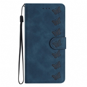 Folio-hoesje Google Pixel 8 Telefoonhoesje Vlinderfries Met Riempje
