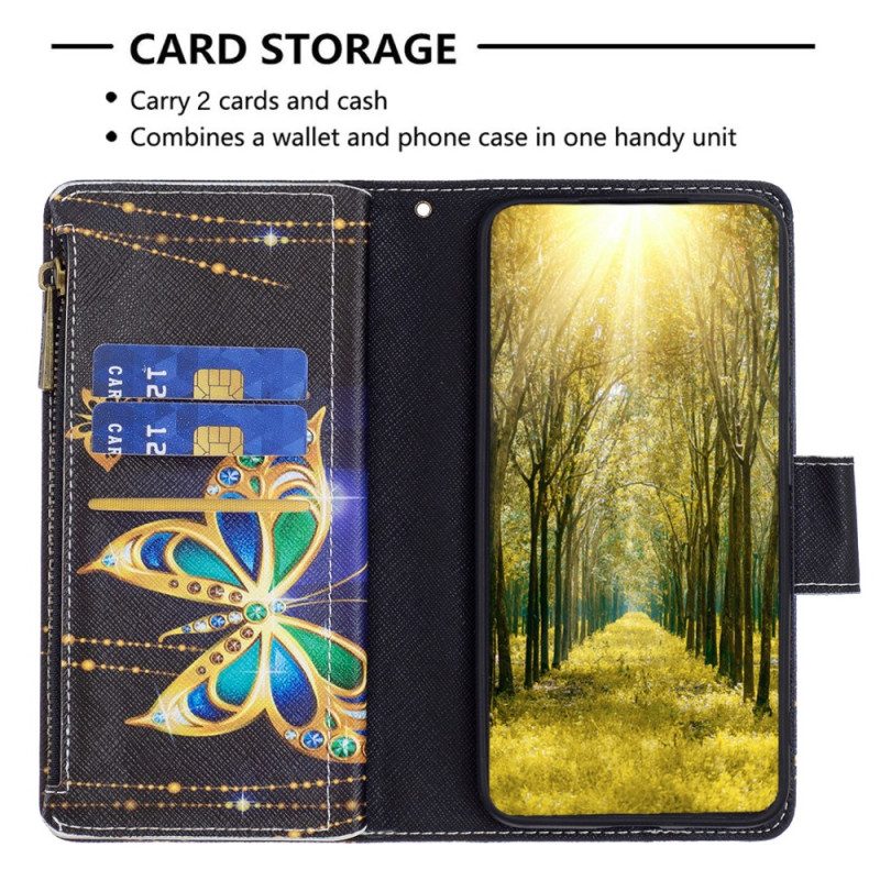 Folio-hoesje Xiaomi Redmi Note 13 Pro 4g Telefoonhoesje Strass Vlinder Portemonnee Met Riem