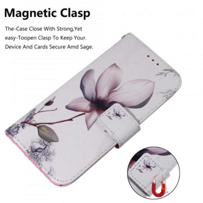 Leren Hoesje voor Samsung Galaxy A40 Bloem Stoffig Roze