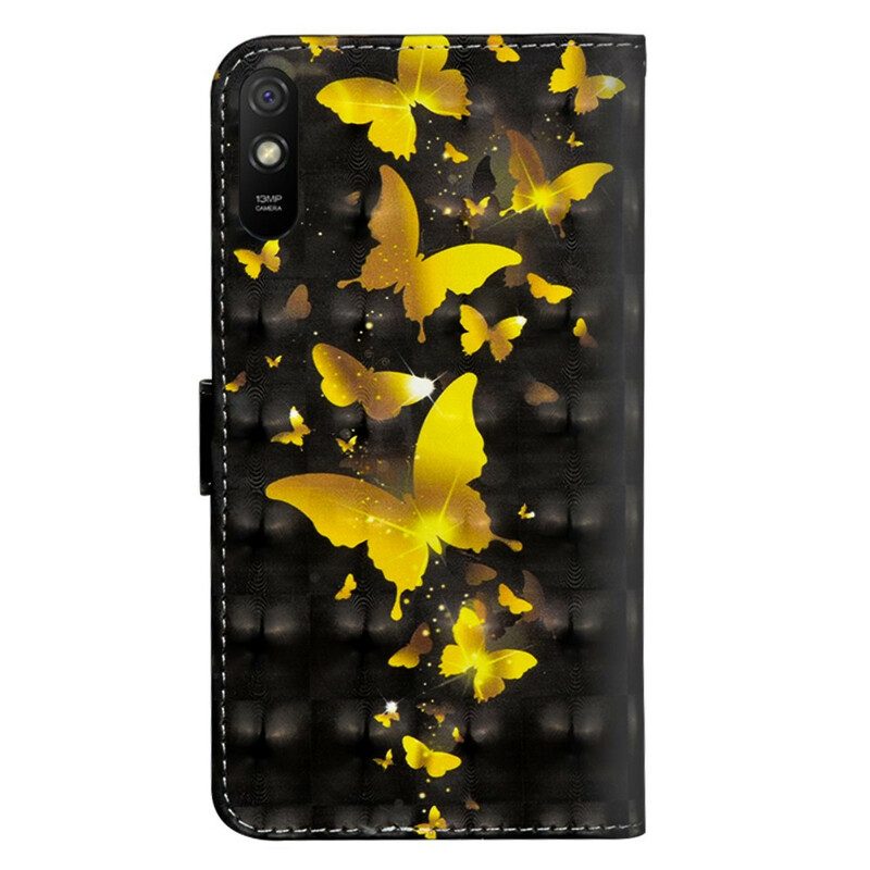 Folio-hoesje voor Xiaomi Redmi 9A Gele Vlinders