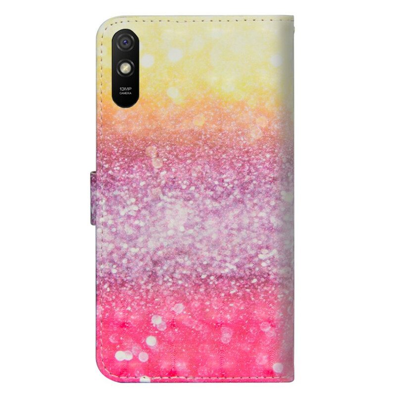 Folio-hoesje voor Xiaomi Redmi 9A Magenta Glitterverloop