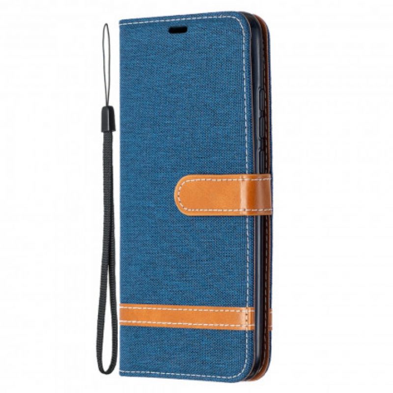 Folio-hoesje voor Xiaomi Redmi 9A Met Ketting Band Van Stof En Leereffect