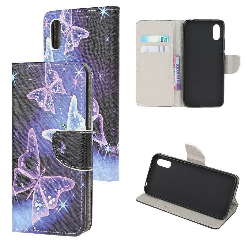 Leren Hoesje voor Xiaomi Redmi 9A Neonvlinders