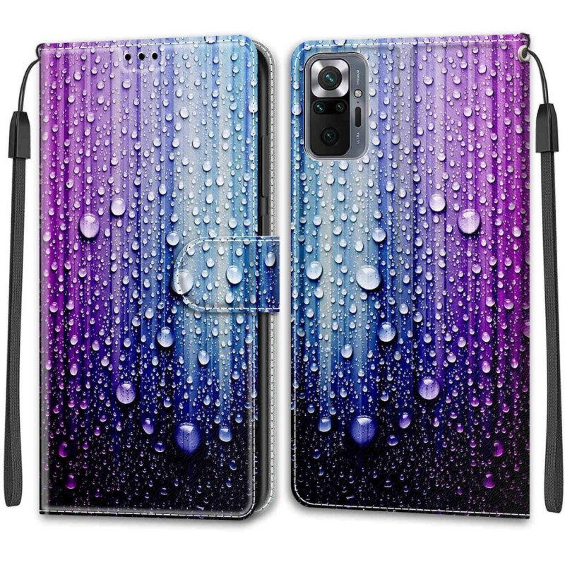 Folio-hoesje voor Xiaomi Redmi Note 10 Pro Waterdruppels Met Lanyard
