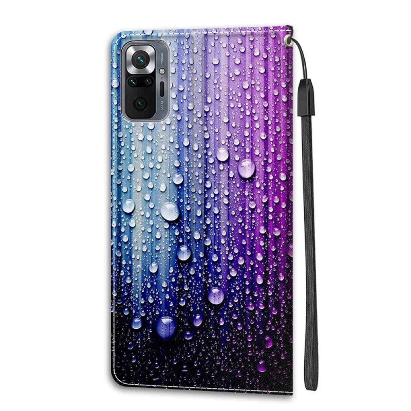 Folio-hoesje voor Xiaomi Redmi Note 10 Pro Waterdruppels Met Lanyard