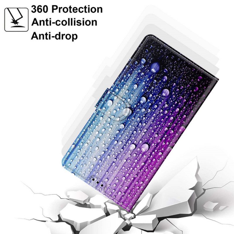 Folio-hoesje voor Xiaomi Redmi Note 10 Pro Waterdruppels Met Lanyard