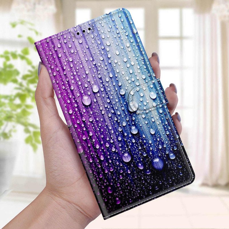 Folio-hoesje voor Xiaomi Redmi Note 10 Pro Waterdruppels Met Lanyard