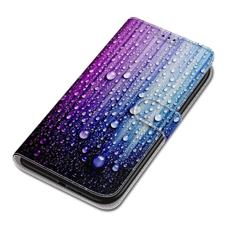Folio-hoesje voor Xiaomi Redmi Note 10 Pro Waterdruppels Met Lanyard