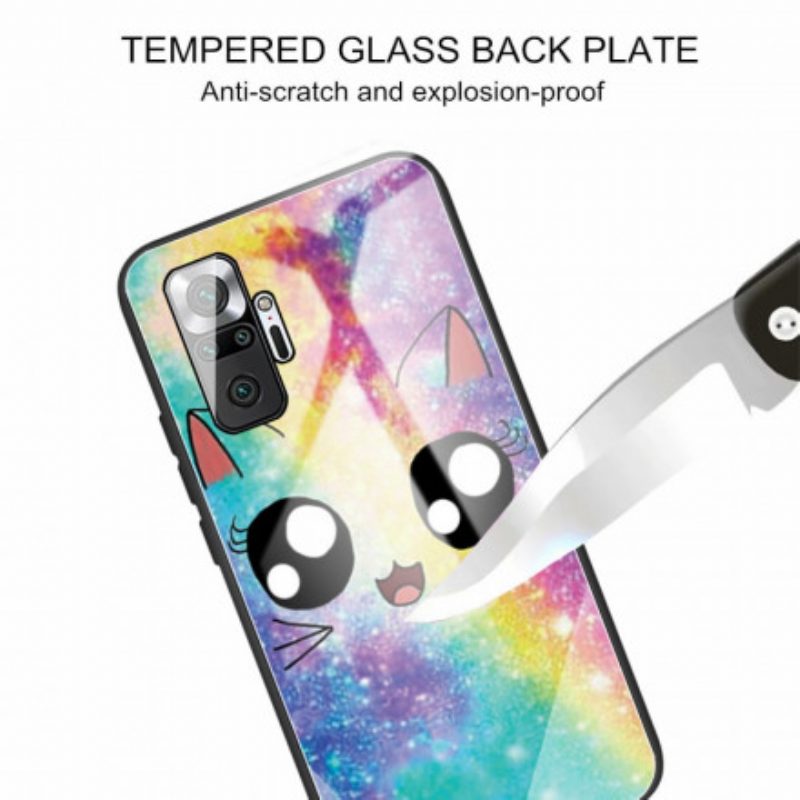 Hoesje voor Xiaomi Redmi Note 10 Pro Gehard Glas Kat