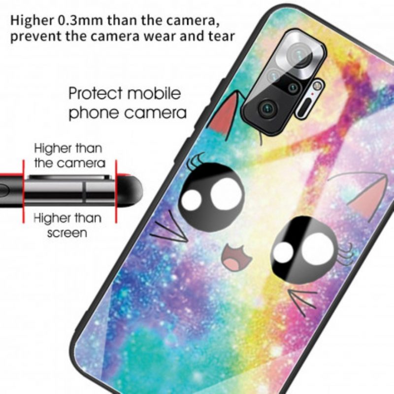 Hoesje voor Xiaomi Redmi Note 10 Pro Gehard Glas Kat