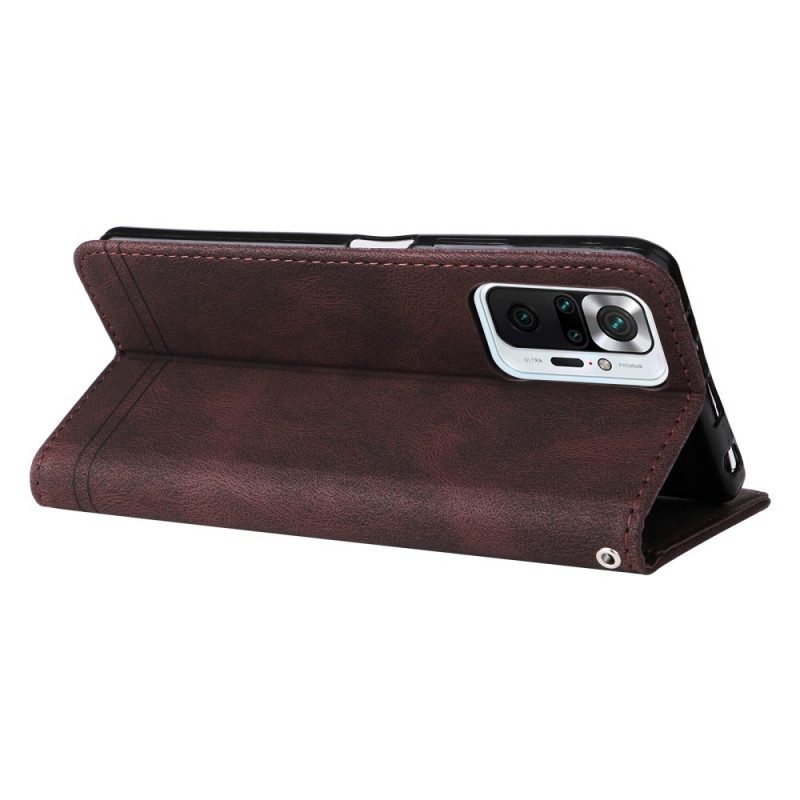 Leren Hoesje voor Xiaomi Redmi Note 10 Pro Klinknagel En Riem Van Imitatieleer
