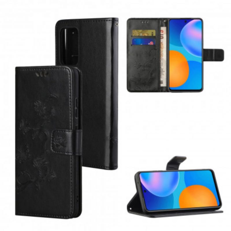 Leren Hoesje voor Xiaomi Redmi Note 10 Pro Vlinders En Bloemen