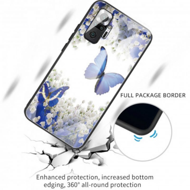 Telefoonhoesje voor Xiaomi Redmi Note 10 Pro Vlinders Design Gehard Glas