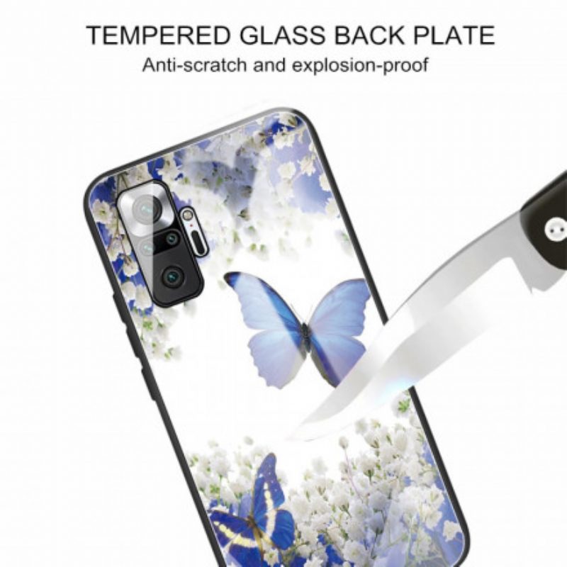Telefoonhoesje voor Xiaomi Redmi Note 10 Pro Vlinders Design Gehard Glas