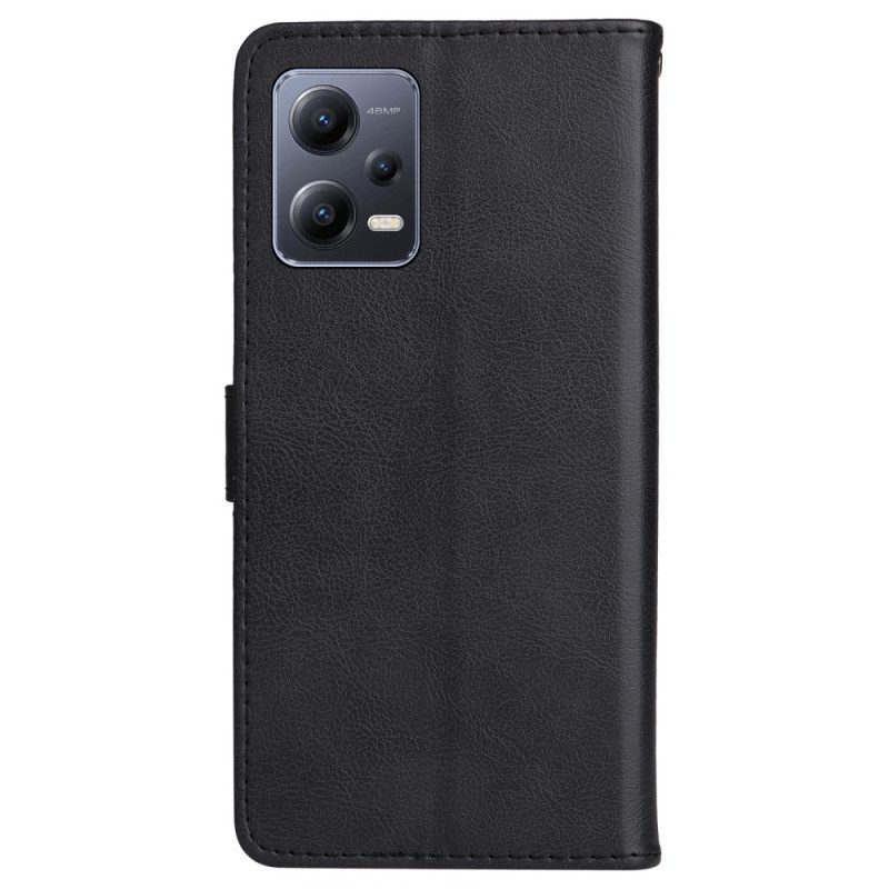 Leren Hoesje voor Poco X5 5G Met Ketting Effen Met Bandje