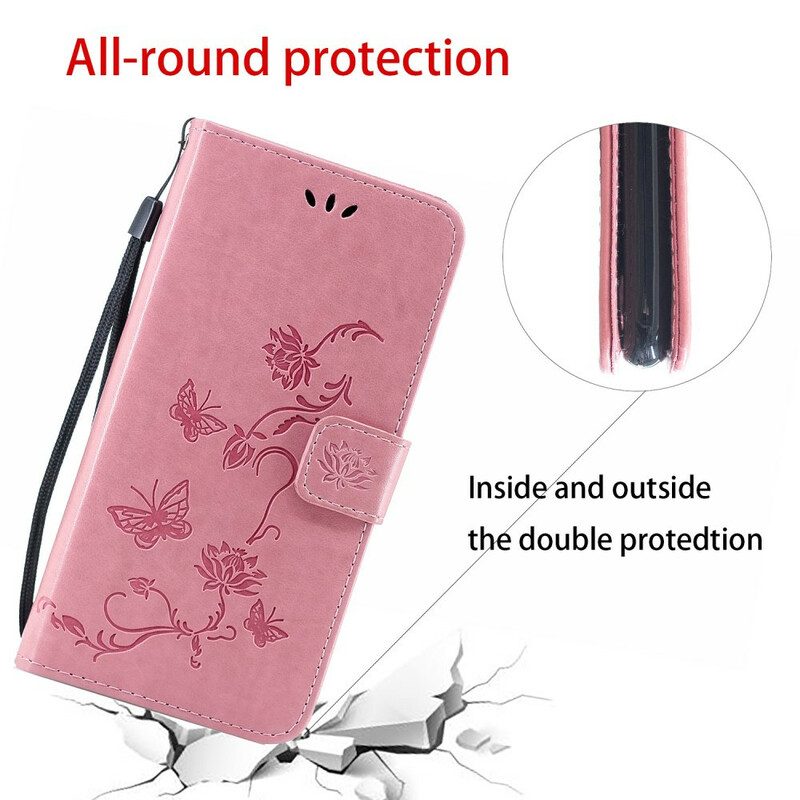 Folio-hoesje voor iPhone 11 Pro Met Ketting Strakke Bloemen
