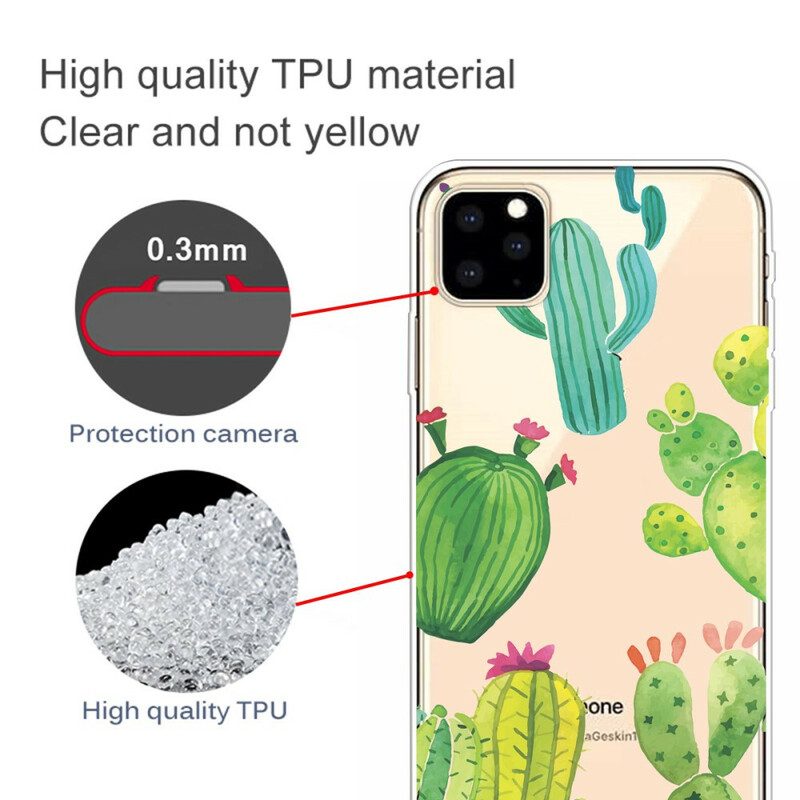 Hoesje voor iPhone 11 Pro Aquarel Cactussen