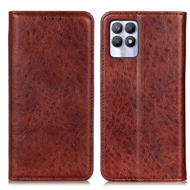Bescherming Hoesje voor Realme 8i Folio-hoesje Leer Textuur