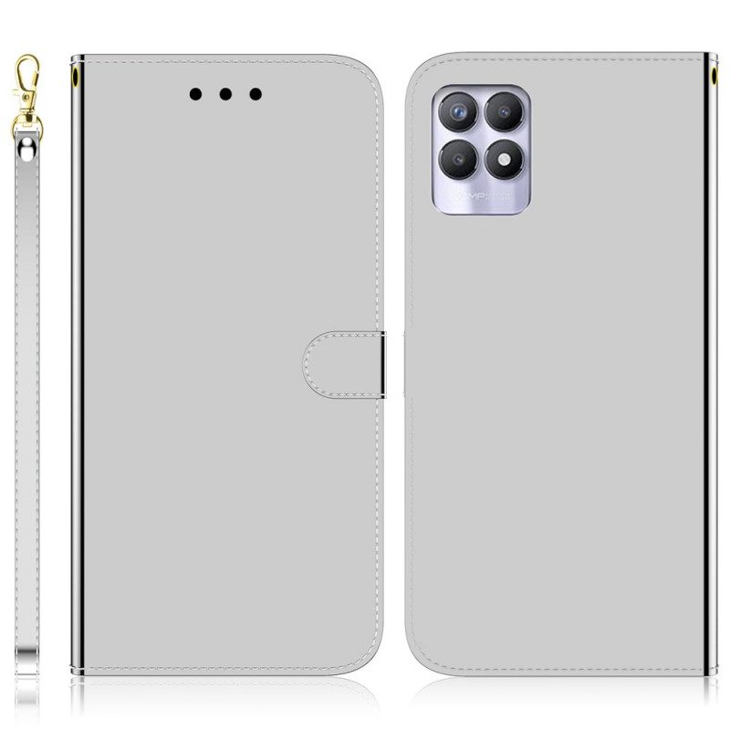 Folio-hoesje voor Realme 8i Spiegelhoes Van Imitatieleer