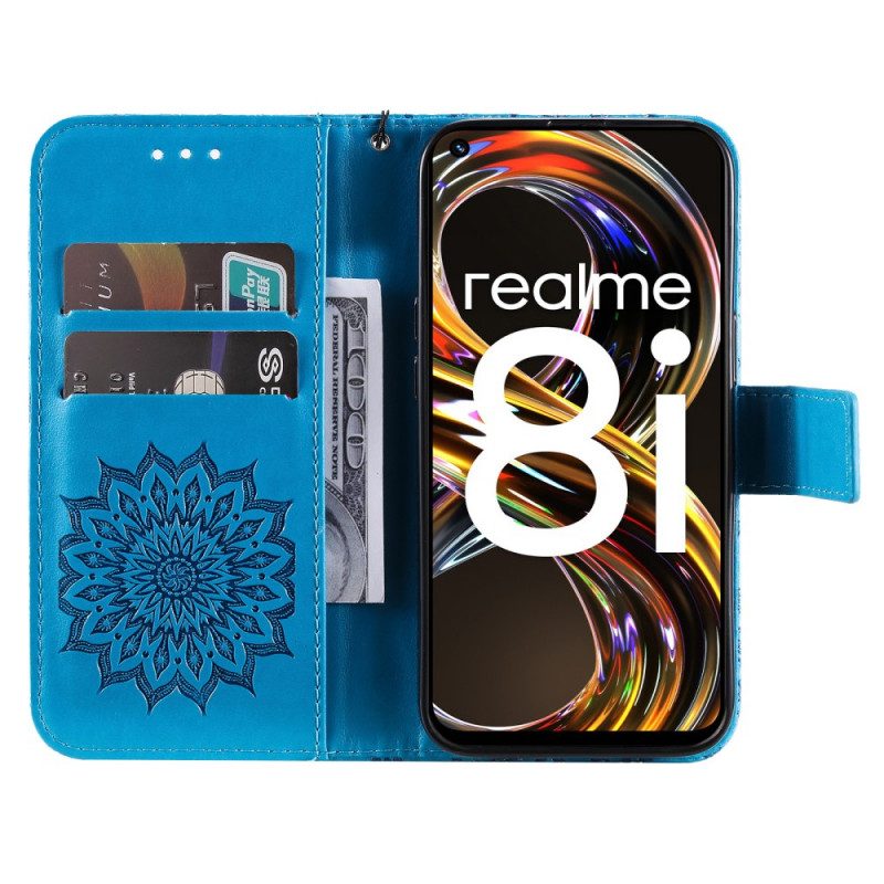 Folio-hoesje voor Realme 8i Zonnebloem