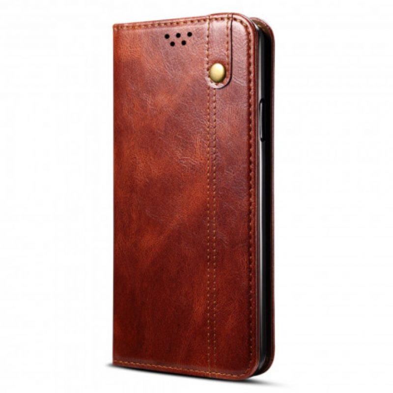 Bescherming Hoesje voor Realme 8 5G Folio-hoesje Gewaxt Kunstleer