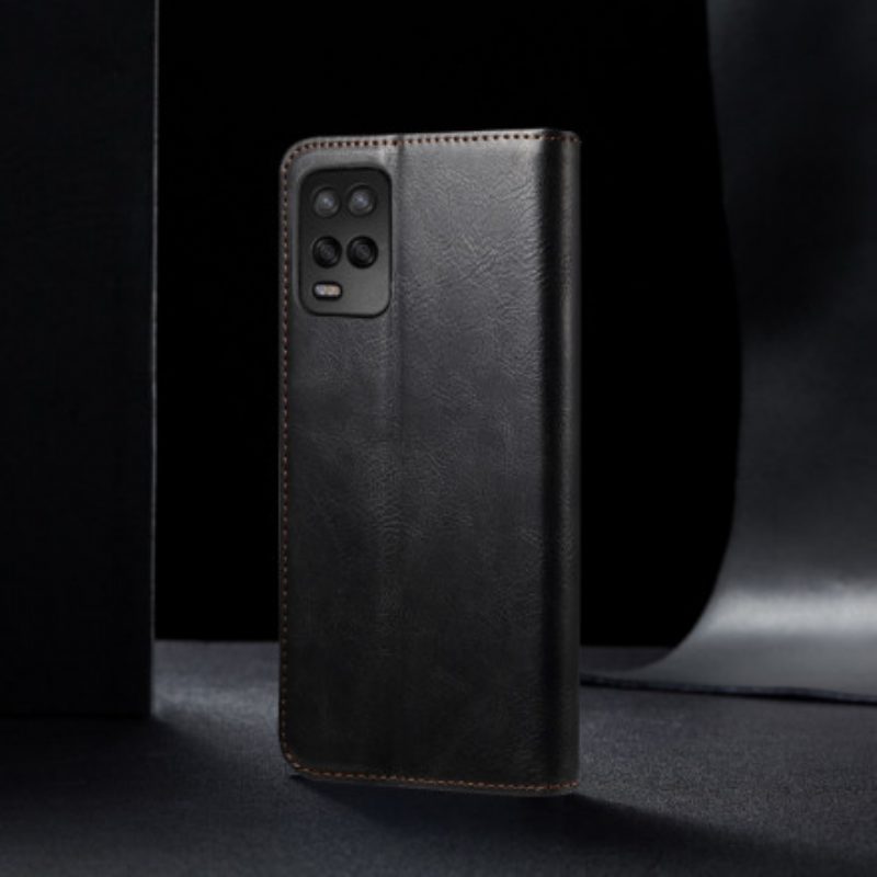 Bescherming Hoesje voor Realme 8 5G Folio-hoesje Gewaxt Kunstleer