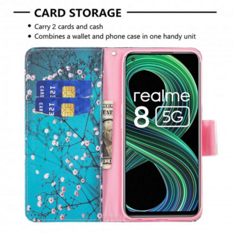 Leren Hoesje voor Realme 8 5G Bloeiende Tak