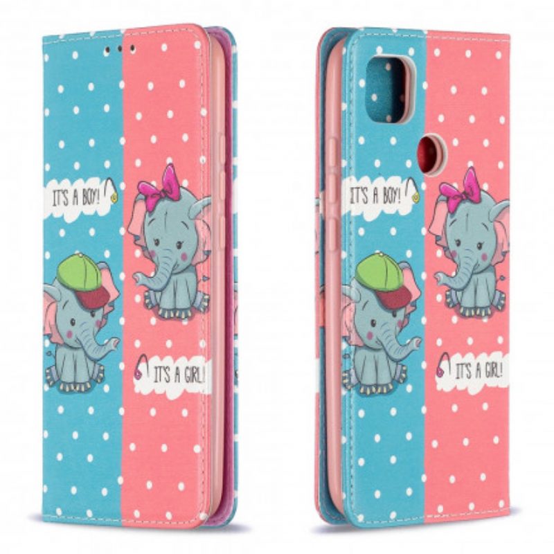 Bescherming Hoesje voor Xiaomi Redmi 9C Folio-hoesje Baby Olifanten