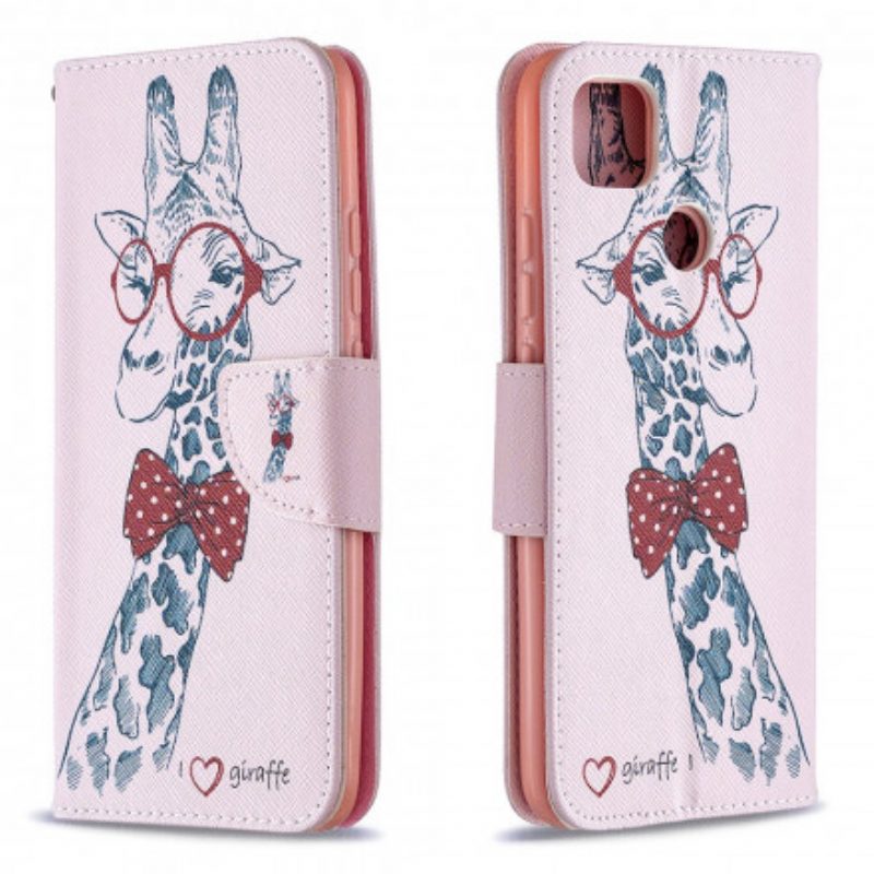 Leren Hoesje voor Xiaomi Redmi 9C Slimme Giraf