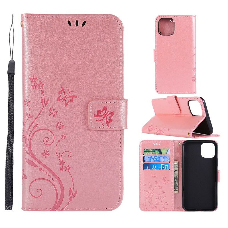 Folio-hoesje voor iPhone 11 Pro Max Vlinders In De Bloemen