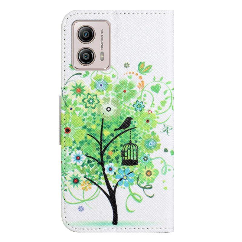 Folio-hoesje voor Moto G73 5G Boom Met Groene Bladeren