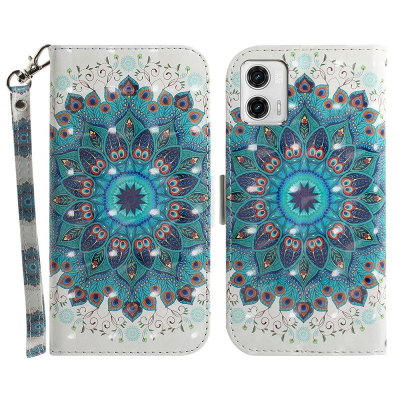 Folio-hoesje voor Moto G73 5G Met Ketting Strakke Mandala