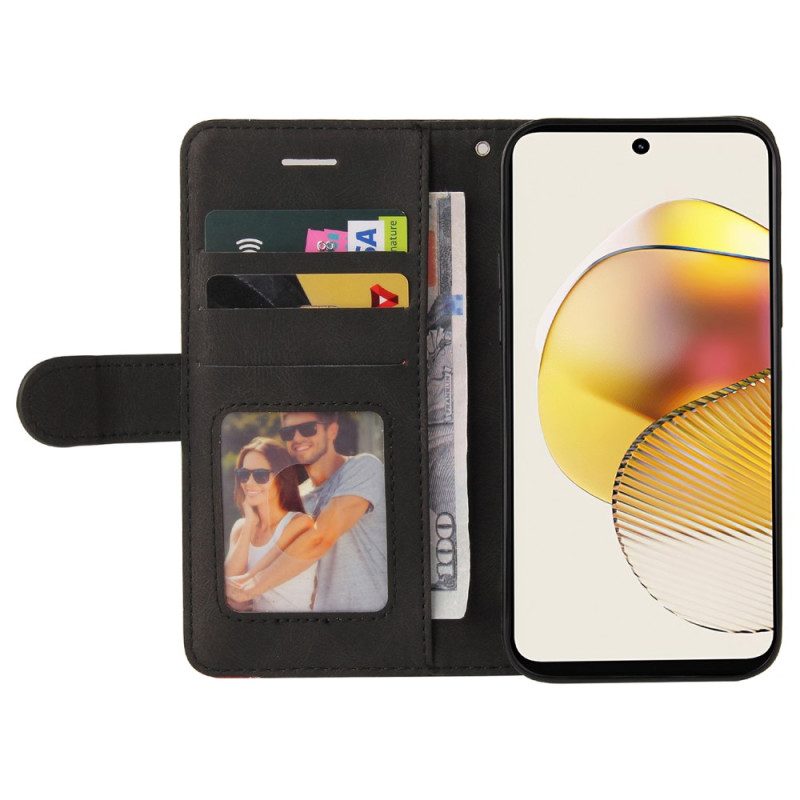 Folio-hoesje voor Moto G73 5G Met Ketting Tweekleurige Riem