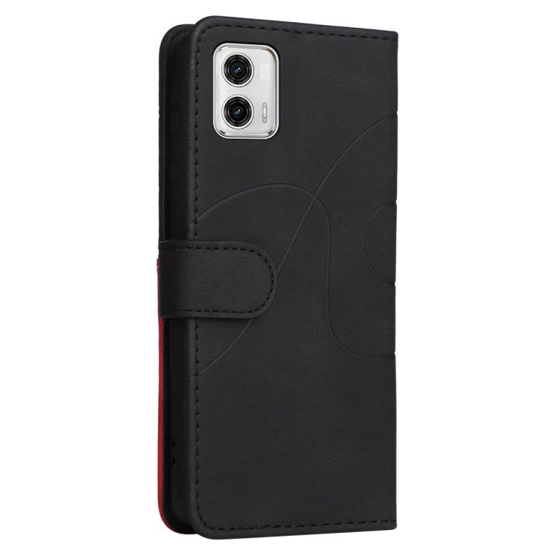 Folio-hoesje voor Moto G73 5G Met Ketting Tweekleurige Riem