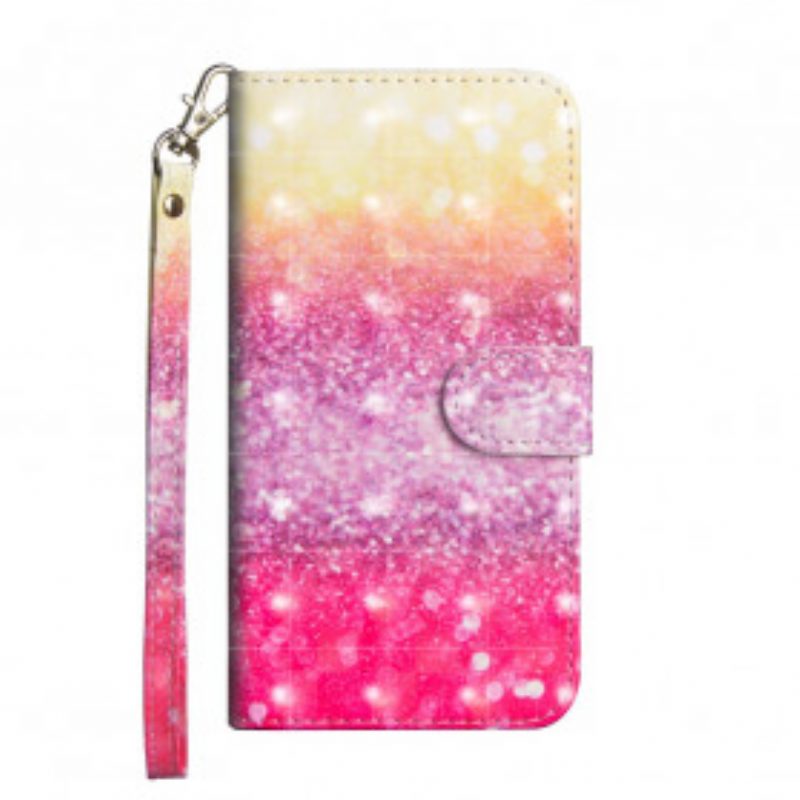Leren Hoesje voor Google Pixel 4A Magenta Glitterverloop