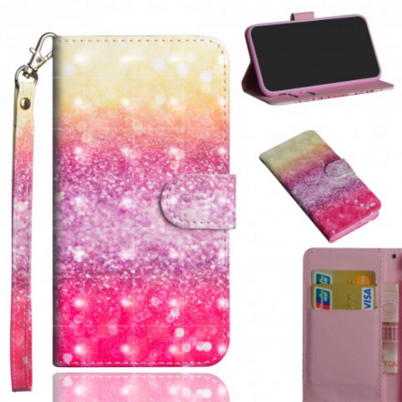 Leren Hoesje voor Google Pixel 4A Magenta Glitterverloop
