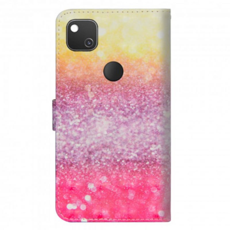 Leren Hoesje voor Google Pixel 4A Magenta Glitterverloop