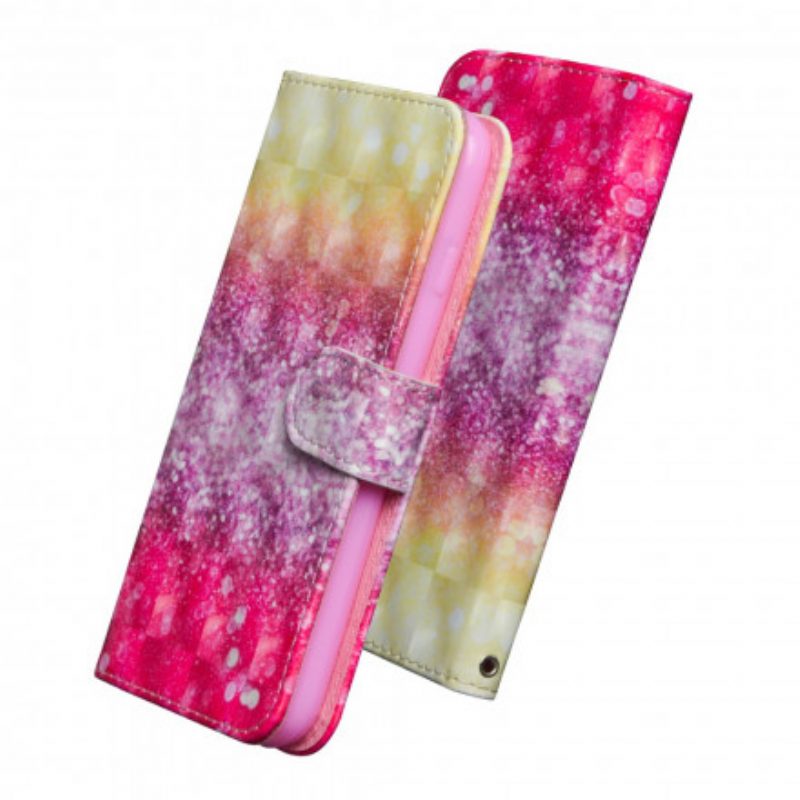 Leren Hoesje voor Google Pixel 4A Magenta Glitterverloop