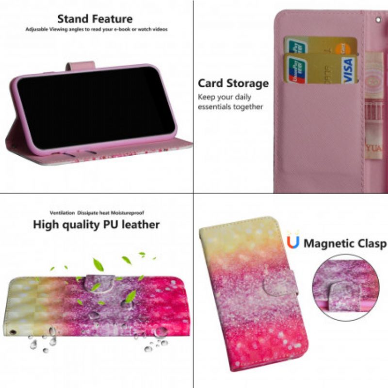 Leren Hoesje voor Google Pixel 4A Magenta Glitterverloop