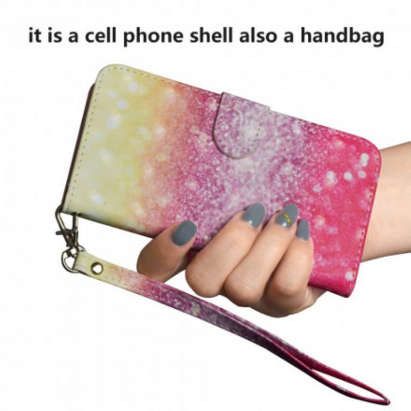 Leren Hoesje voor Google Pixel 4A Magenta Glitterverloop