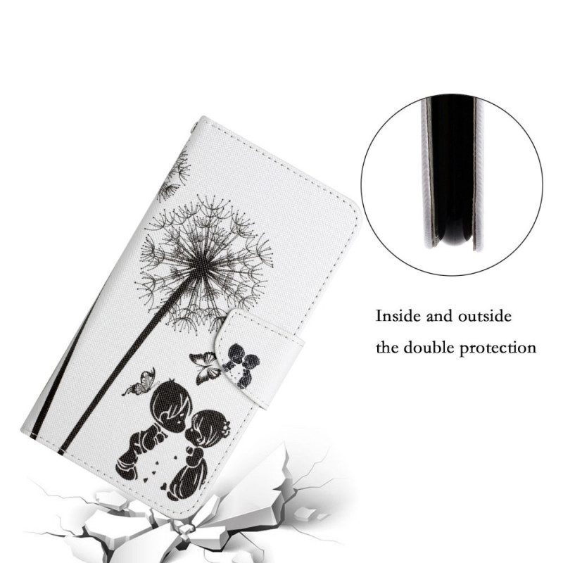 Leren Hoesje voor Samsung Galaxy S22 Plus 5G Baby Love Paardebloem