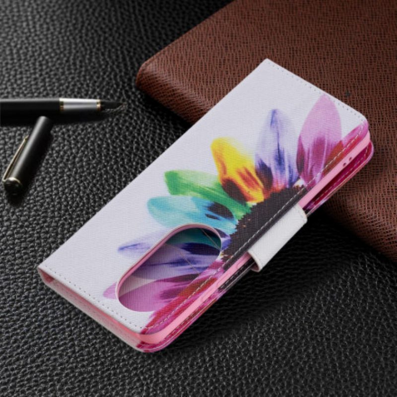 Folio-hoesje voor Huawei P50 Pro Waterverf Bloem