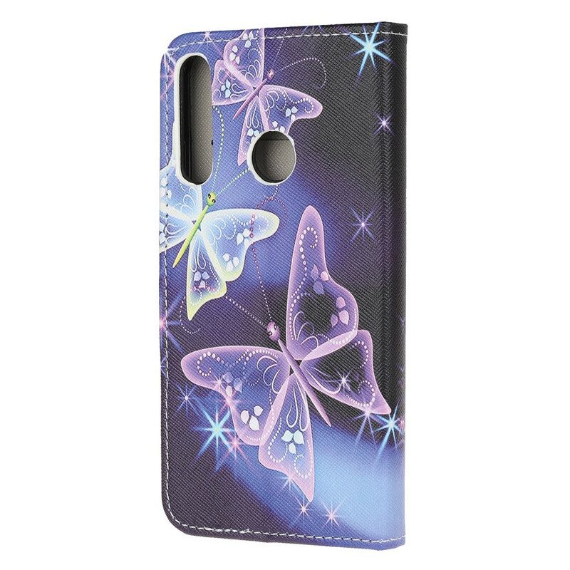 Leren Hoesje voor Huawei P40 Lite E Vlinders En Bloemen
