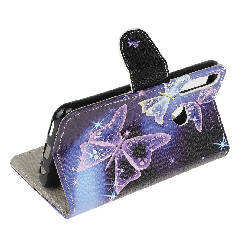 Leren Hoesje voor Huawei P40 Lite E Vlinders En Bloemen