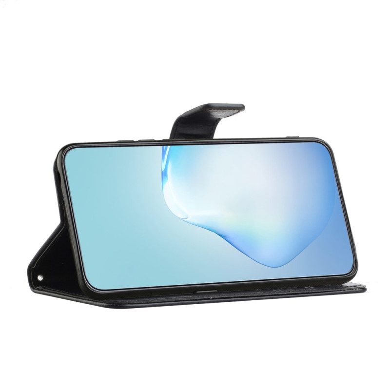 Folio-hoesje voor Xiaomi Redmi Note 12 4G Met Ketting Boom En Strappy Cat