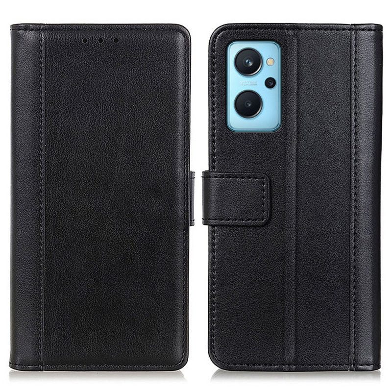 Folio-hoesje voor Realme 9i Klassieke Chique Stiksels
