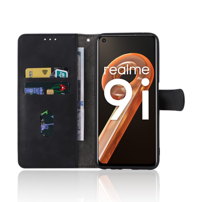 Folio-hoesje voor Realme 9i Lanyard Van Zachte Huid