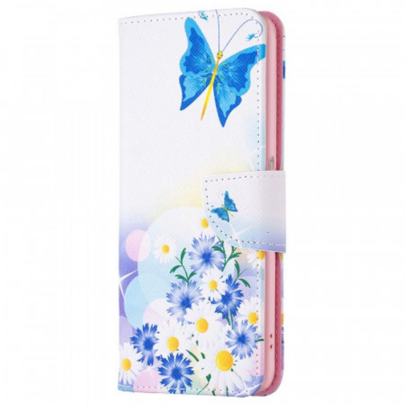 Folio-hoesje voor Realme 9i Vlinder En Bloemenpastelkleuren