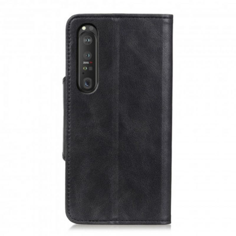 Folio-hoesje voor Sony Xperia 1 III Vintage Knop Van Imitatieleer